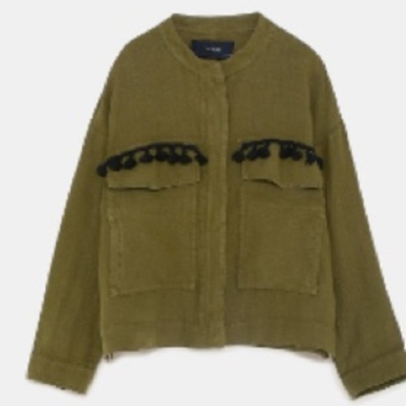 Zara linen Olive Green Women's Jacket medium - Picture 5 of 15